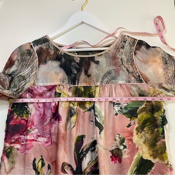 DEBBIE SHUCKAT Silk Lightweight Longsleeve Blouse Bell Sleeve Detail Size 12 - Picture 5 of 12